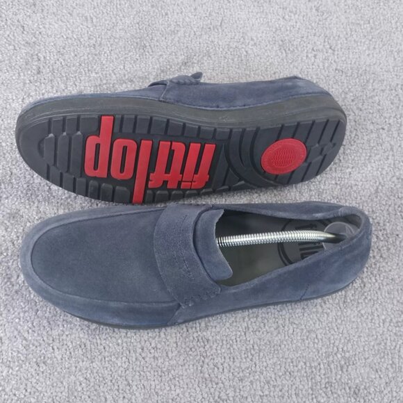 Fitflop Loafers Mens 11 Slip On Shoes Blue Suede Comfort Shoe Casual - Picture 5 of 10